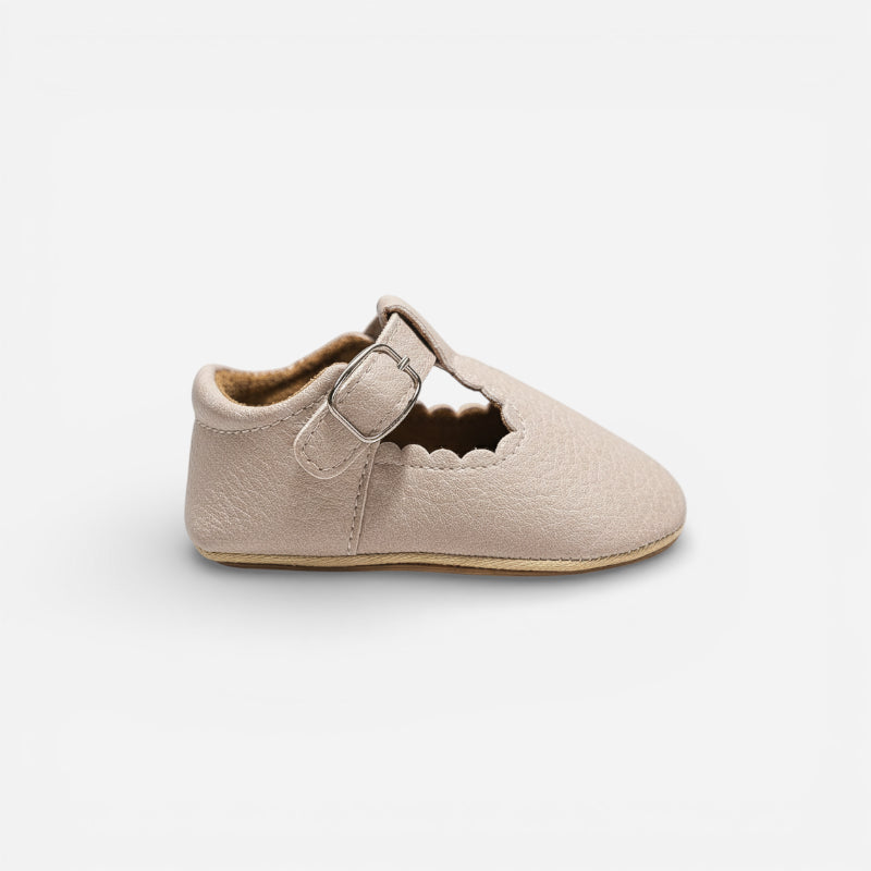 Mocassin Chausson Bébé En Cuir Véritable Orthopédique Beige