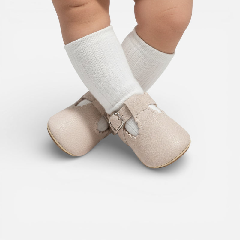 Mocassin Chausson Bébé En Cuir Véritable Orthopédique Beige