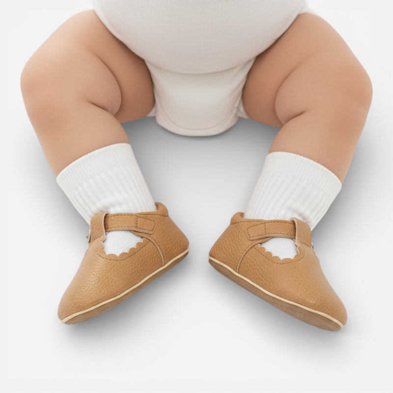 Mocassin Orthopédique Pour Bébé En Cuir Véritable Camel