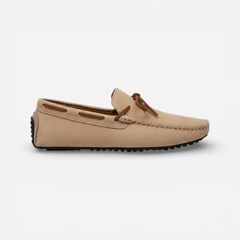 Mocassin Confortable Bateau En Daim Beige Pour Homme à Lacet