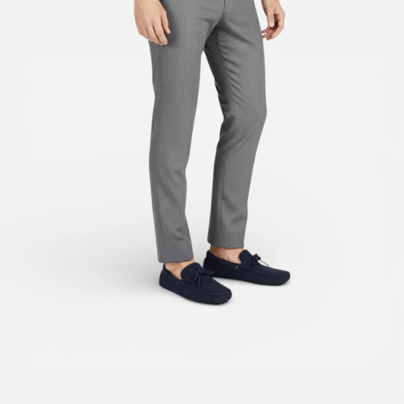 Mocassin Confortable Bateau En Daim Bleu Marine Pour Homme à Lacet