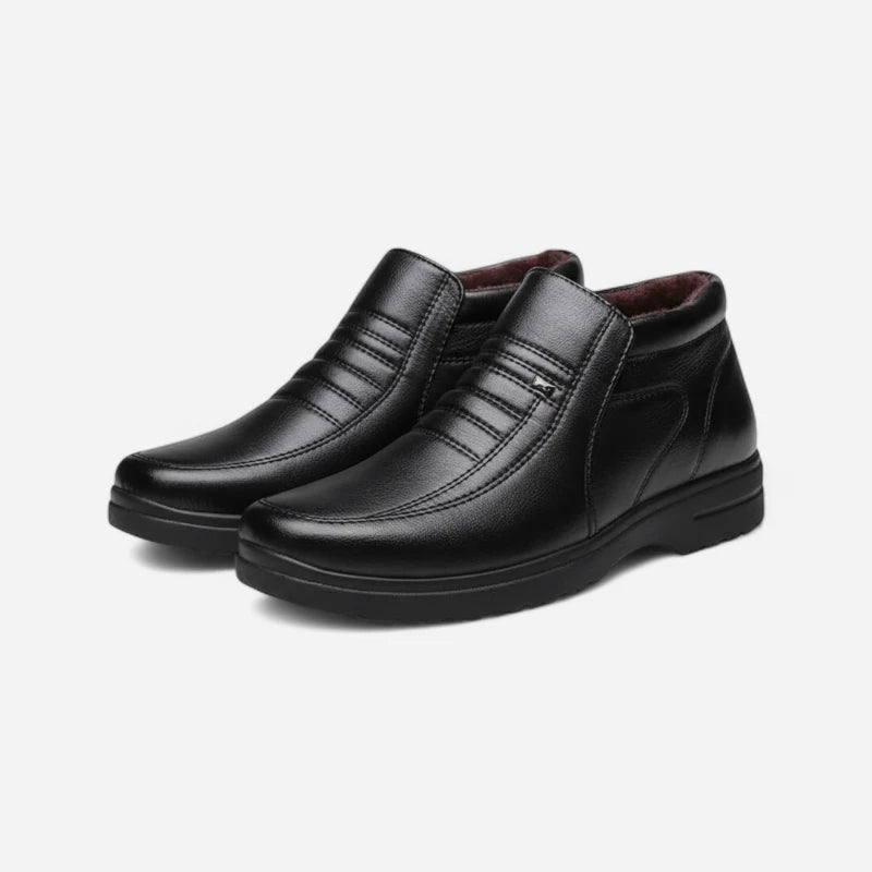 Mocassin Montant En Cuir Noir Bien Habillé Pour Homme