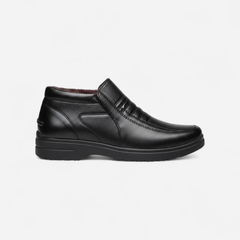 Mocassin Montant En Cuir Noir Bien Habillé Pour Homme