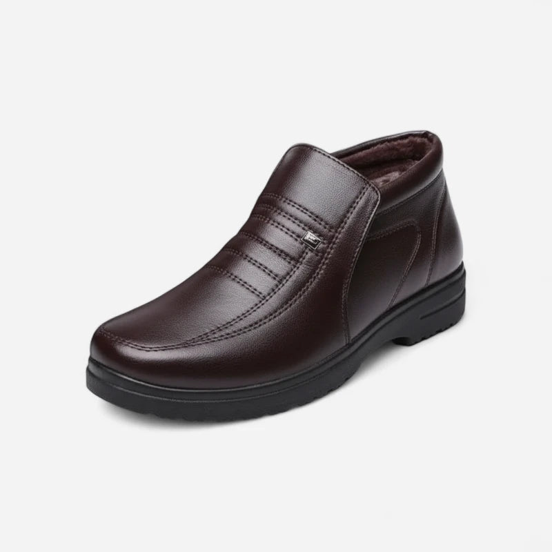 Mocassin Montant En Cuir Marron Avec Surpiqure Pour Homme