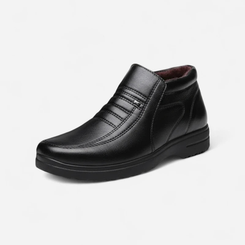 Mocassin Montant En Cuir Noir Bien Habillé Pour Homme