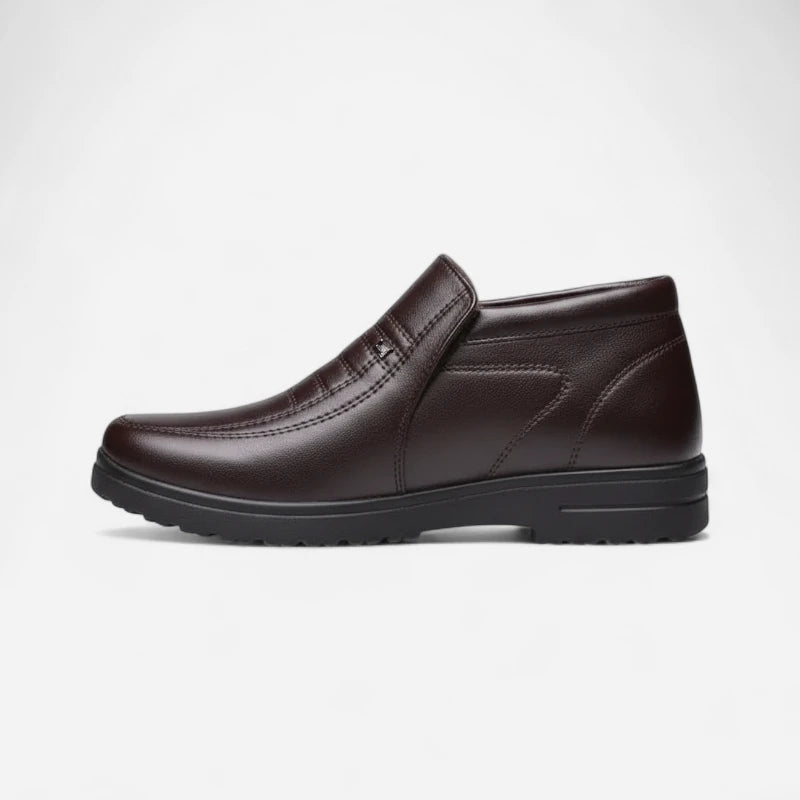 Mocassin Montant En Cuir Marron Avec Surpiqure Pour Homme