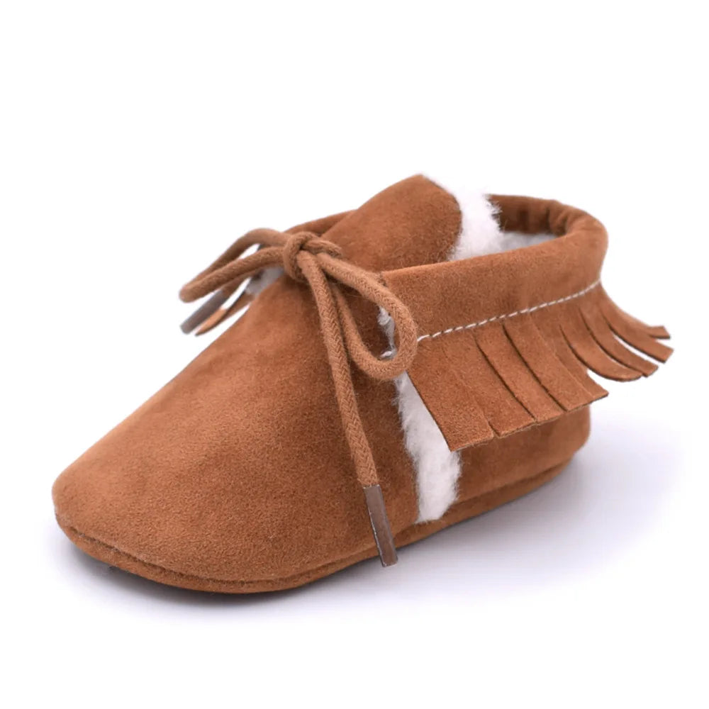 Mocassin Coton Marron à Lacet Bébé
