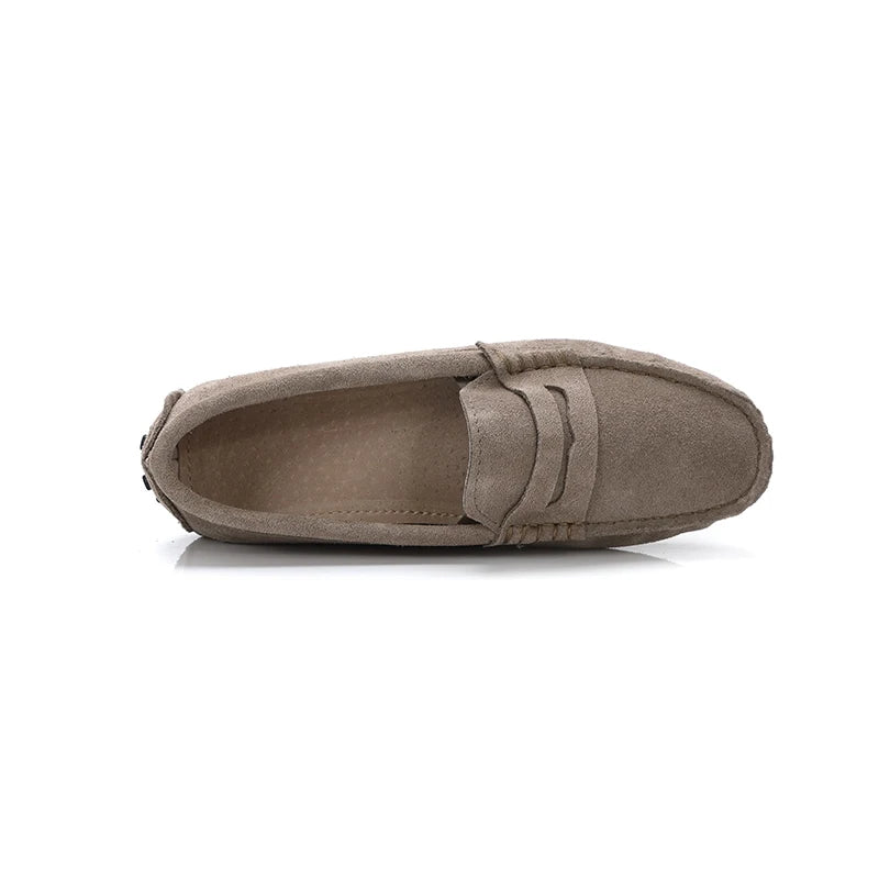 Mocassin Femme Daim Gris