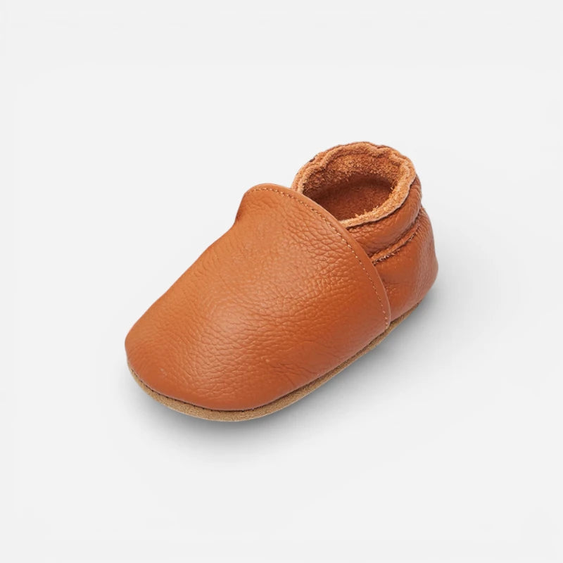 Mocassin Camel En Cuir Pour Bébé