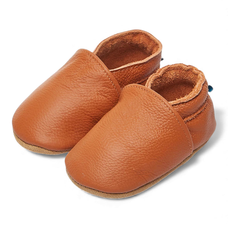 Mocassin Camel En Cuir Pour Bébé
