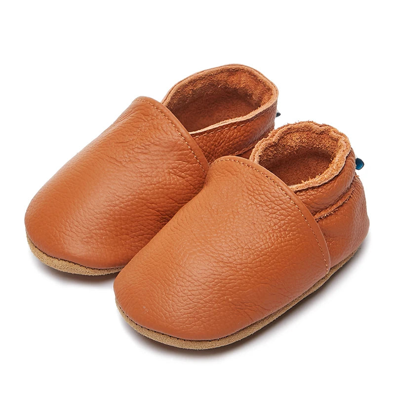 Mocassin Camel En Cuir Pour Bébé