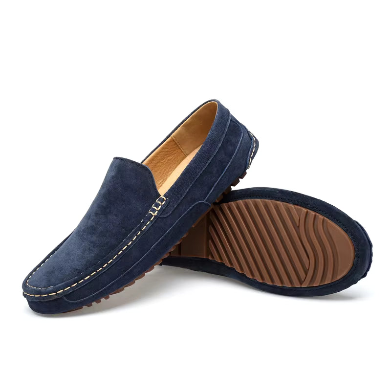 Mocassin Daim Bleu Marine Homme