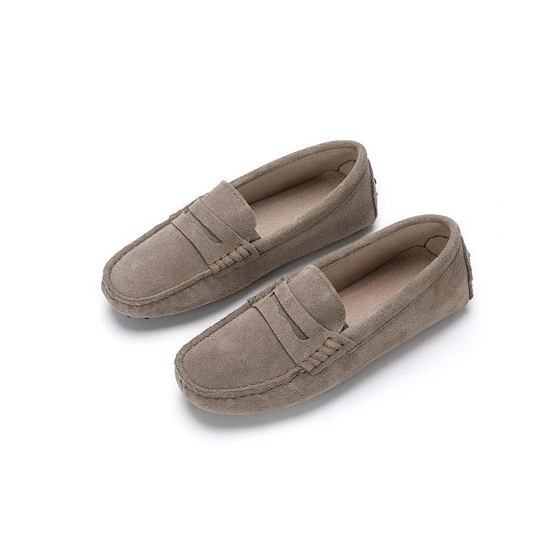 Mocassin Femme Daim Gris