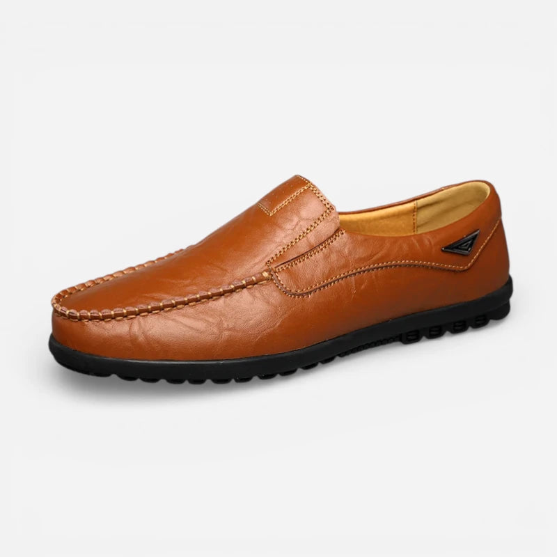 Mocassin Homme Cuir Marron Vintage
