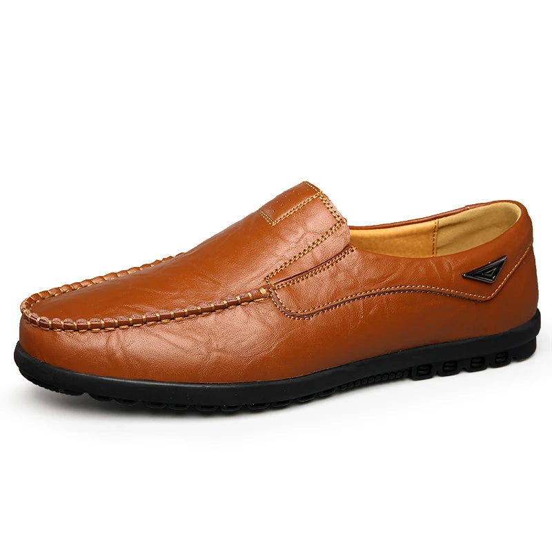 Mocassin Homme Cuir Marron Vintage