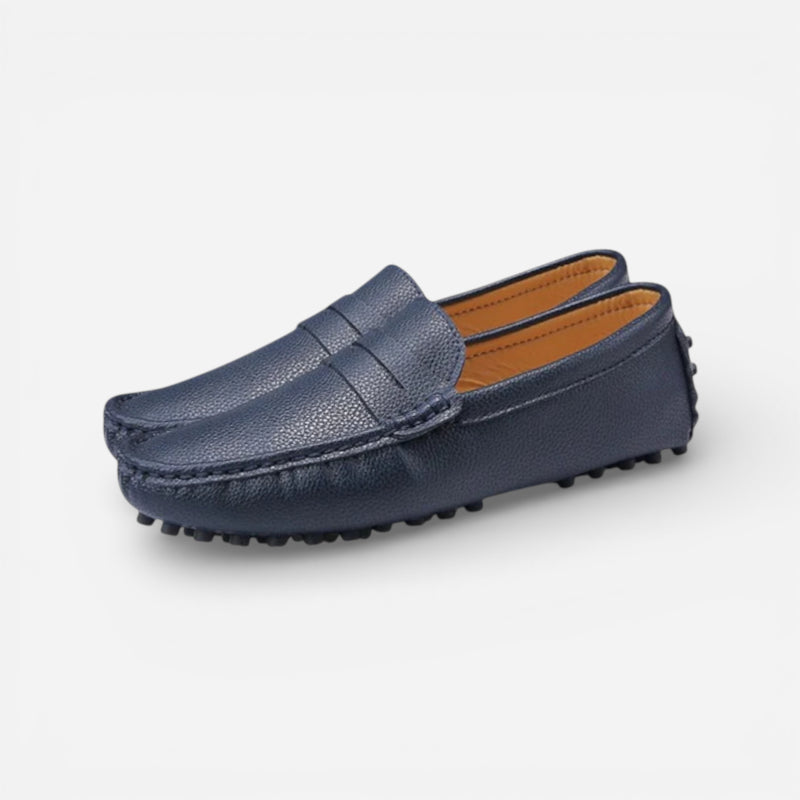 Mocassin Pour Bateau En Cuir Vernis Bleu Marine Homme
