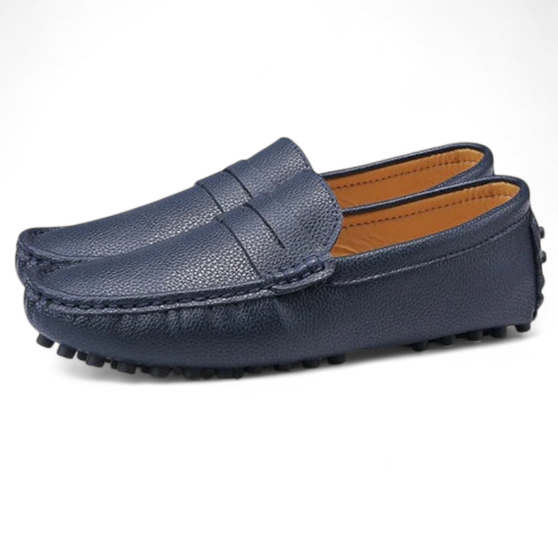 Mocassin Pour Bateau En Cuir Vernis Bleu Marine Homme