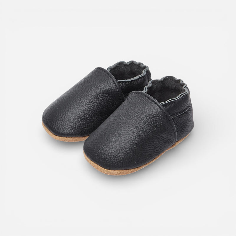 Mocassin Cuir Noir Bébé
