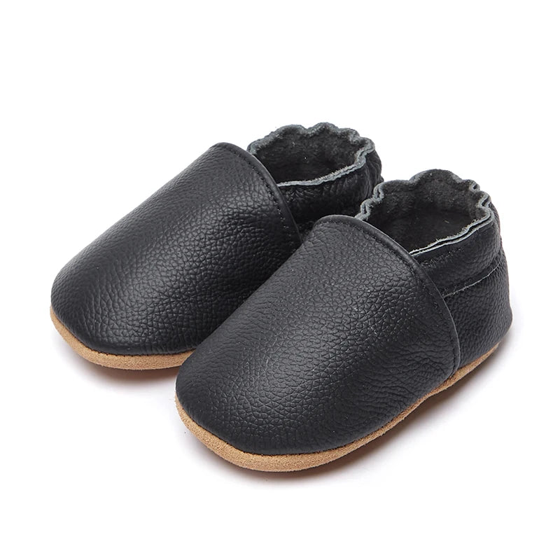 Mocassin Cuir Noir Bébé