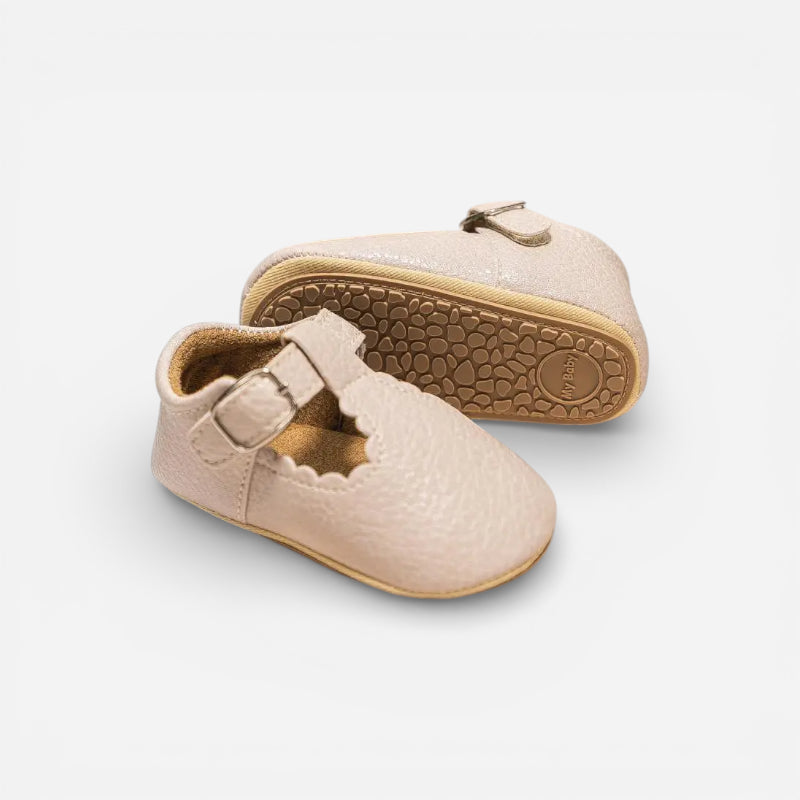 Mocassin Chausson Bébé En Cuir Véritable Orthopédique Beige