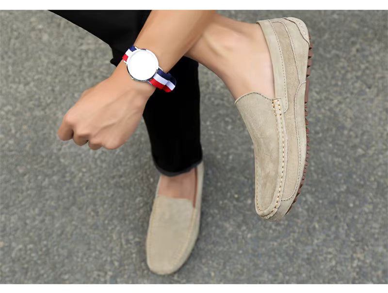 Mocassin En Daim Beige Pour Homme