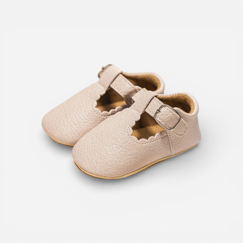 Mocassin Chausson Bébé En Cuir Véritable Orthopédique Beige