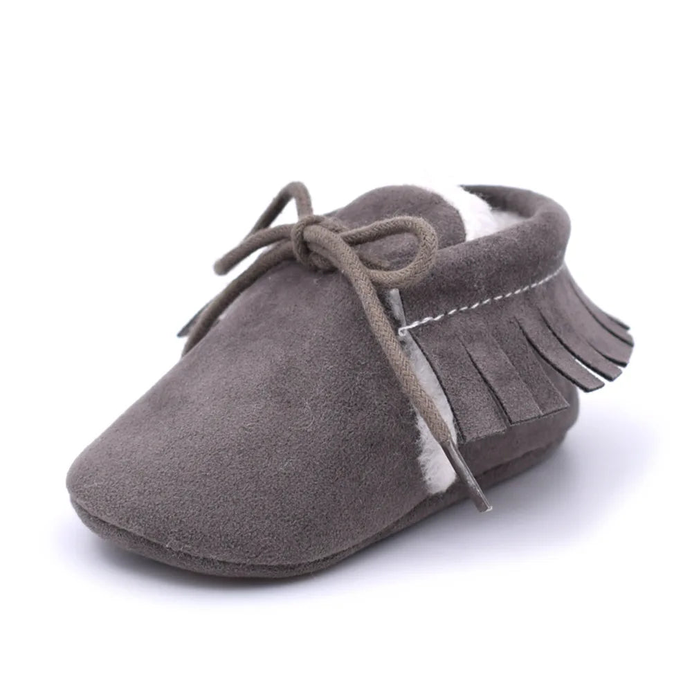 Mocassin Pour Bébé En Daim Gris