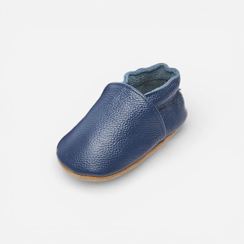 Mocassin Cuir Bleu Marine Bébé