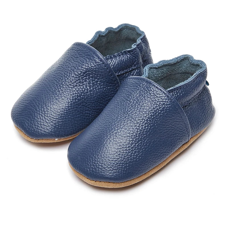 Mocassin Cuir Bleu Marine Bébé