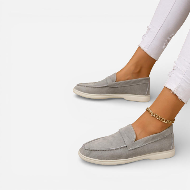 Mocassin Pour Femme En Daim Gris