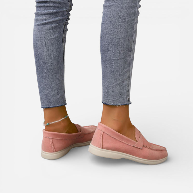 Mocassin Femme En Daim Rose