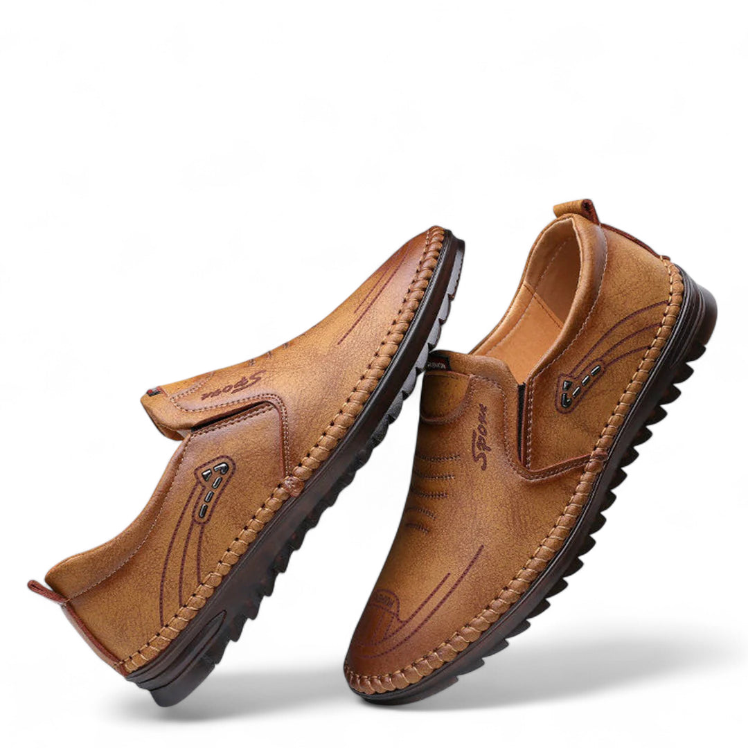 Mocassin En Cuir Marron Pour Homme à Motifs