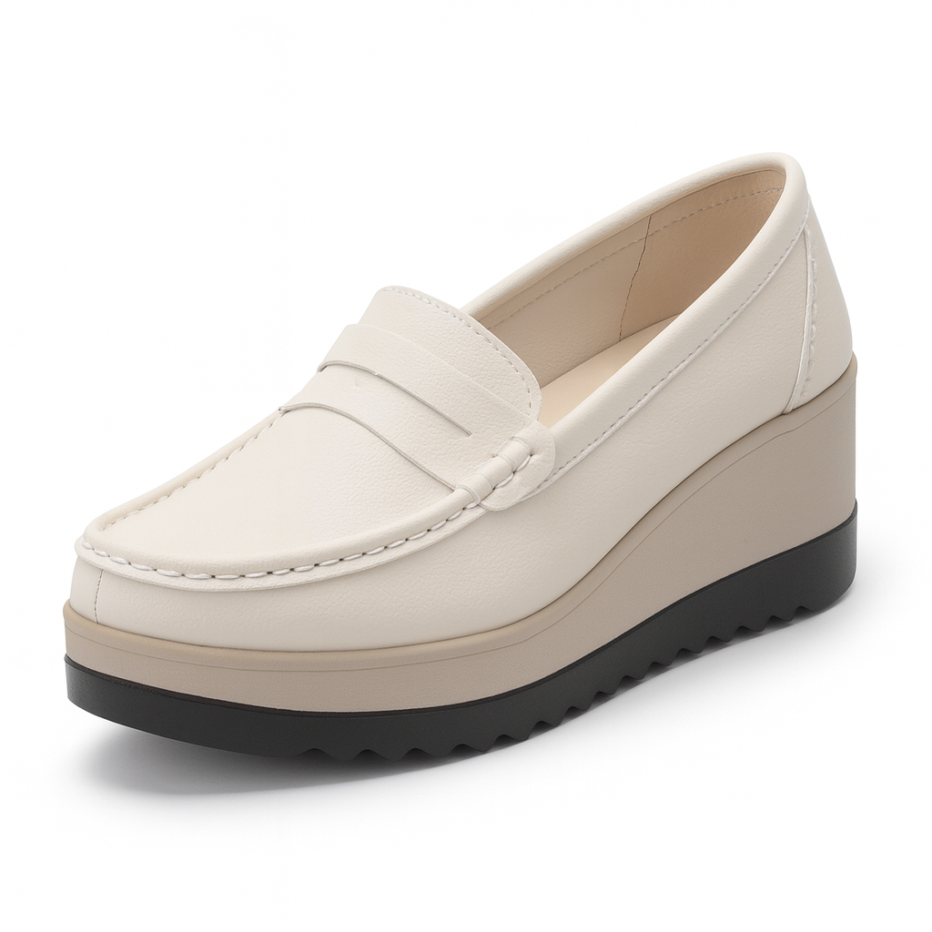 Mocassin Femme Plateforme Beige