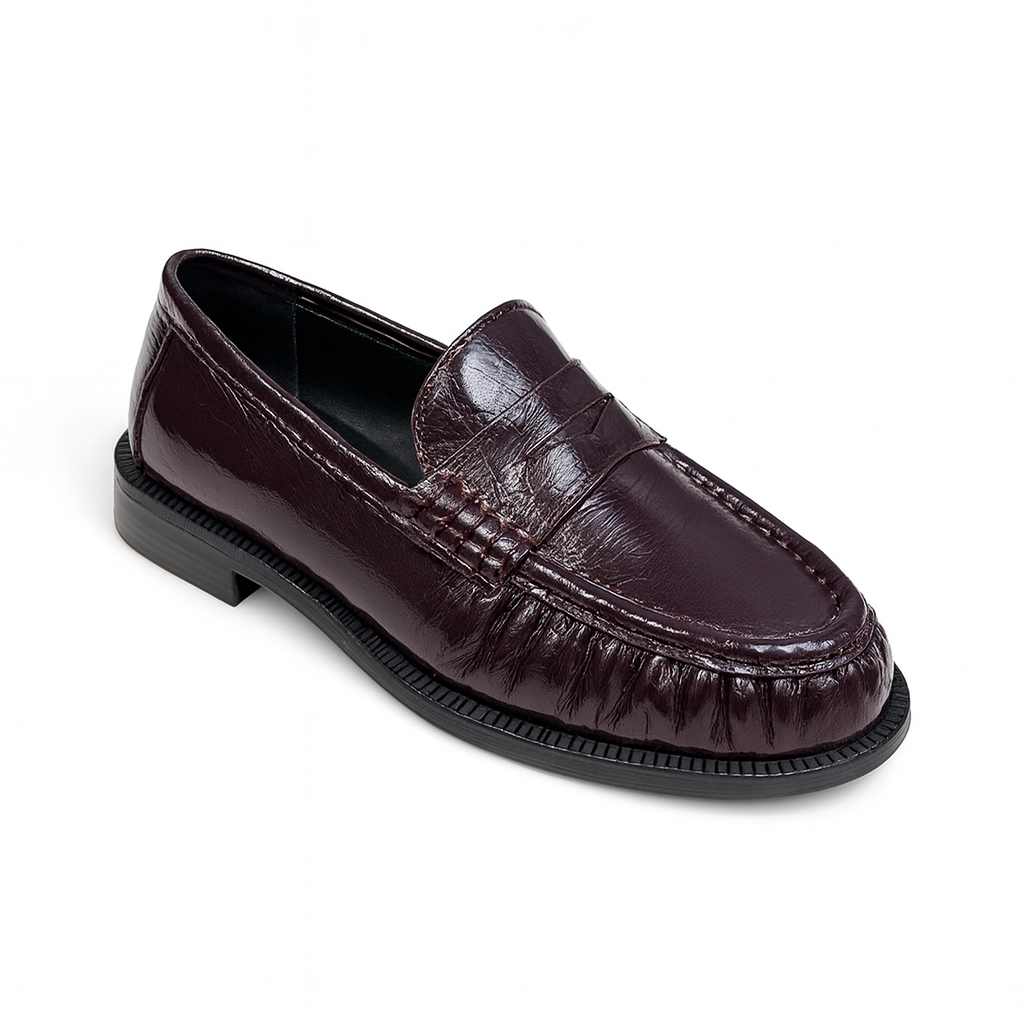 Mocassin Cuir Premium Bordeaux Femme