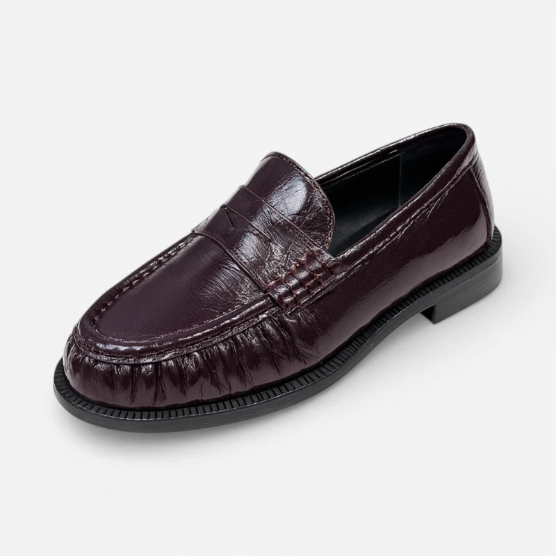 Mocassin Cuir Premium Bordeaux Femme