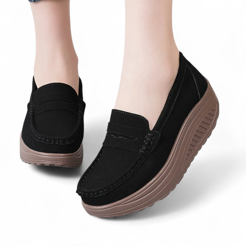 Mocassins Femme Noir Plateforme