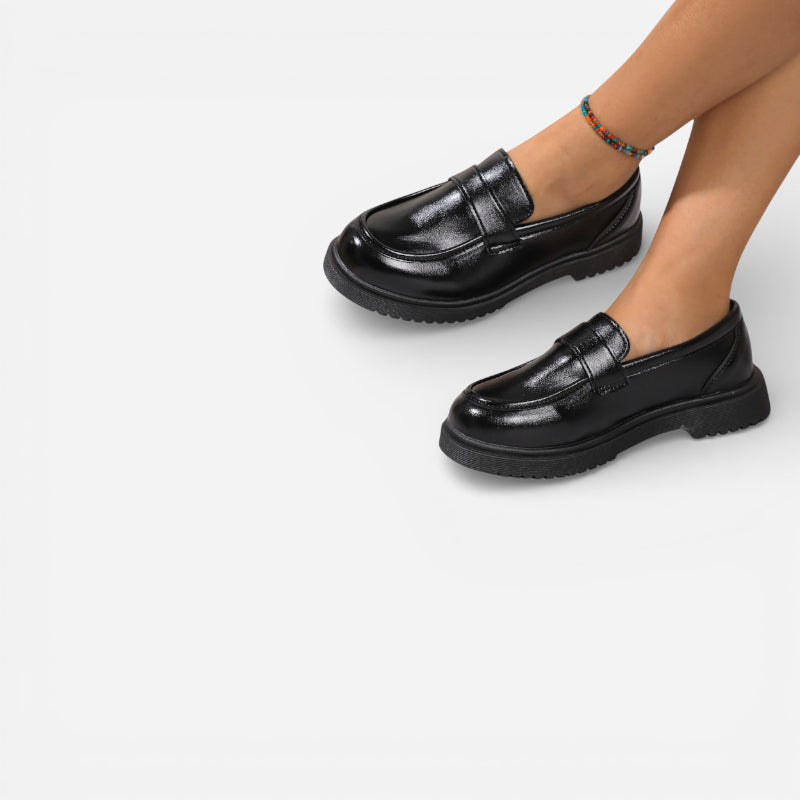 Mocassin Compensé En Cuir Vernis Femme Chic