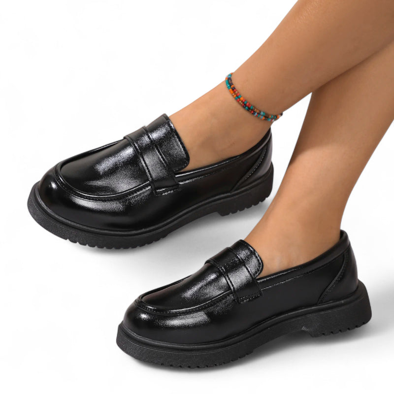 Mocassin Compensé En Cuir Vernis Femme Chic