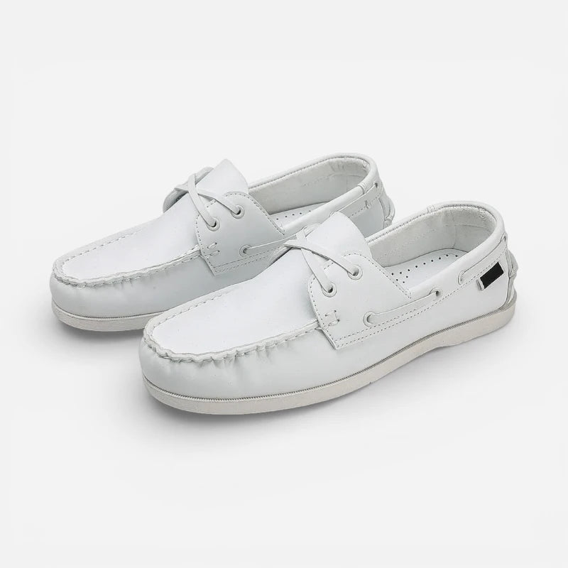 Mocassin En Cuir à Lacet Blanc Pour Homme