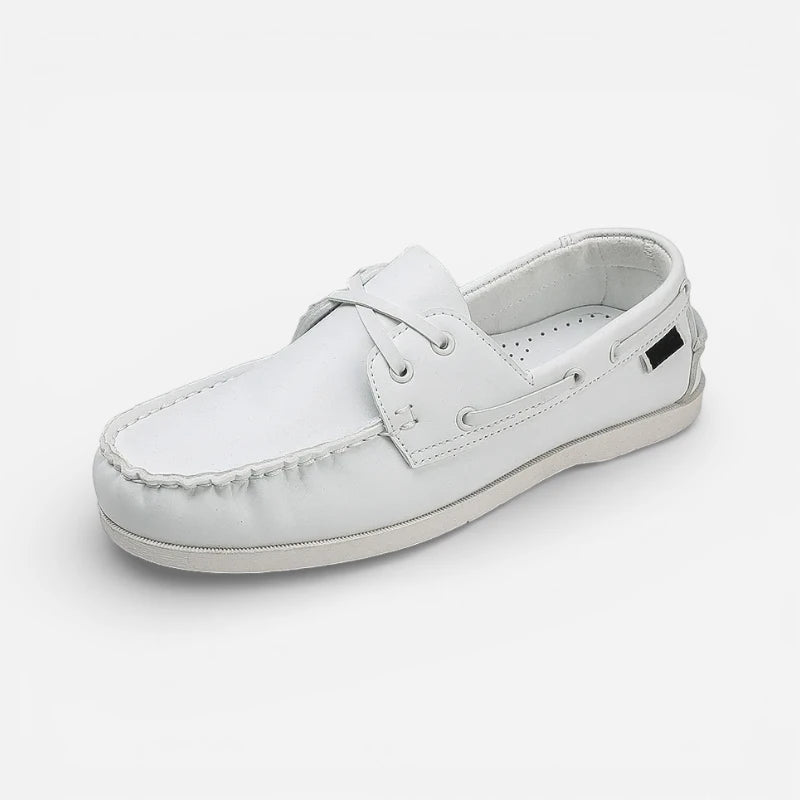 Mocassin En Cuir à Lacet Blanc Pour Homme