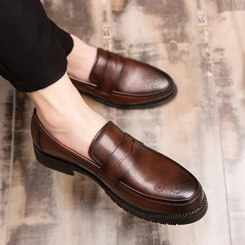 Mocassin Cuir Véritable Orthopédique Marron Pour Homme