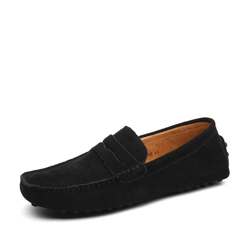 Mocassin Noir Daim Homme Chic Vintage