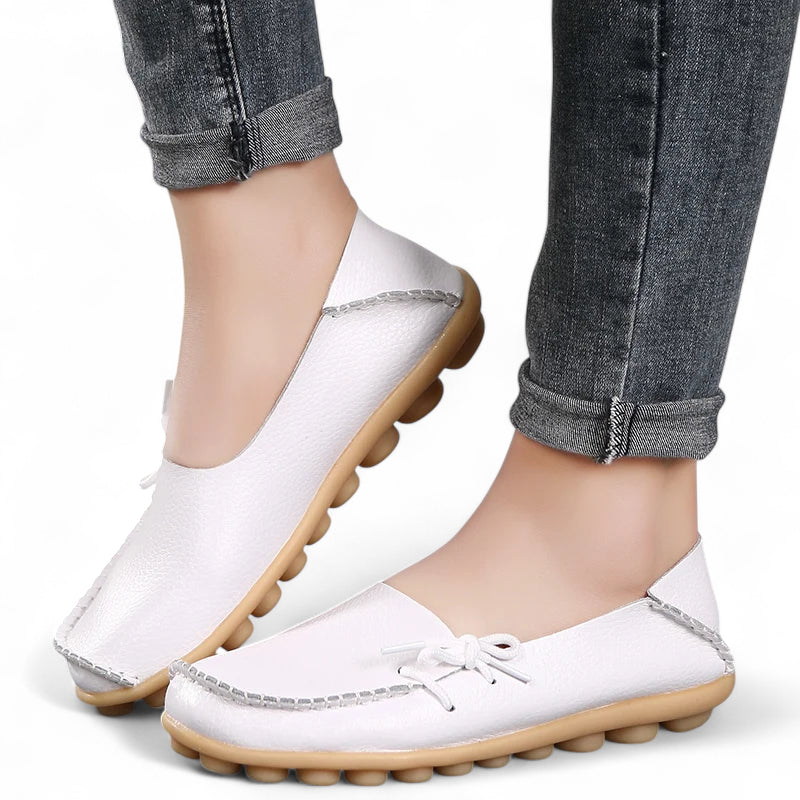 Mocassin Cuir Blanc Femme