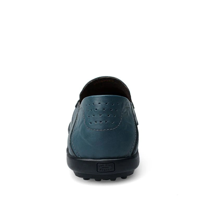 Mocassin En Cuir Vernis Bleu Pour Homme