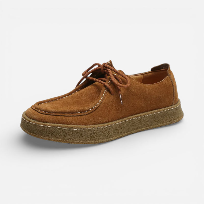 Mocassin Nubuck Camel À Lacets Premium Pour Homme