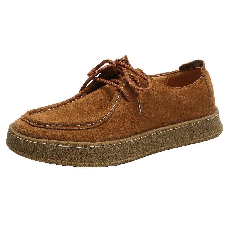 Mocassin Nubuck Camel À Lacets Premium Pour Homme