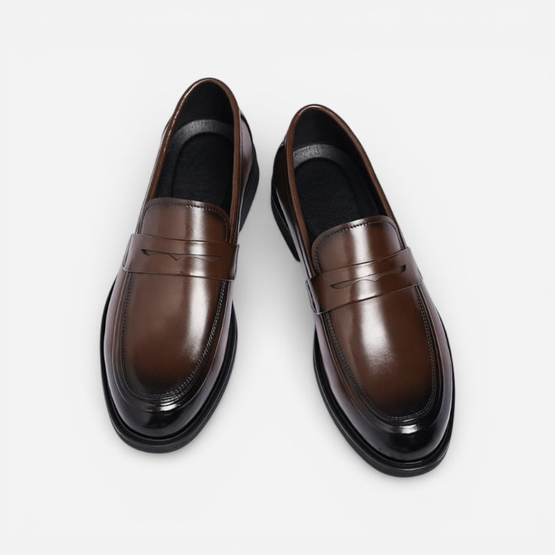 Chaussure Mocassin Costume Marron Vernis Premium Pour Homme