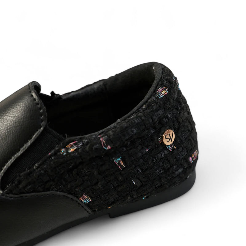 Mocassin Fillette Noir En Cuir