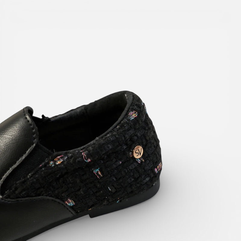 Mocassin Fillette Noir En Cuir