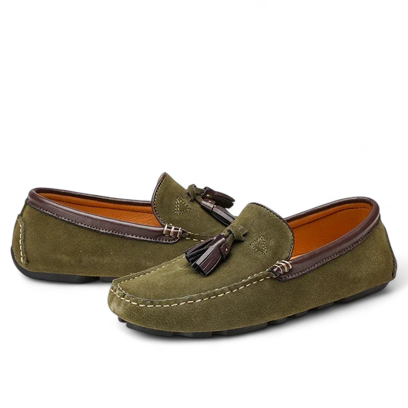 Mocassin En Daim Kaki à Gland Homme